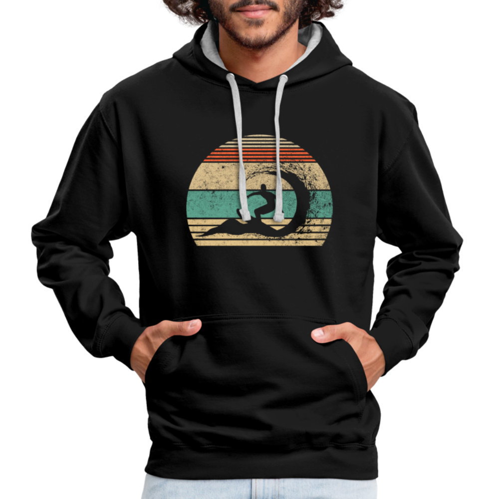 Retro Surfen Retro Sonne 80's Style Hoodie - Schwarz/Grau meliert