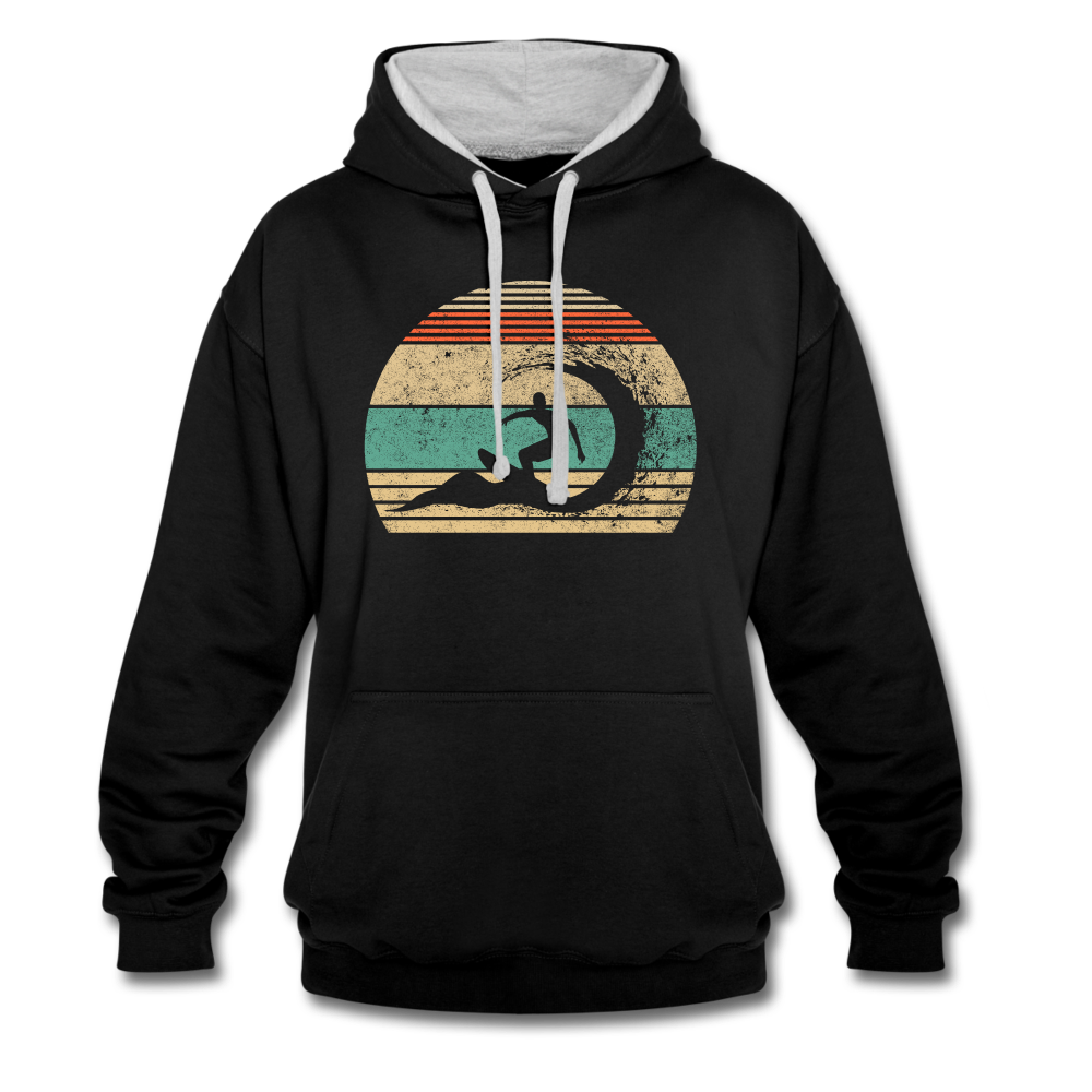 Retro Surfen Retro Sonne 80's Style Hoodie - Schwarz/Grau meliert