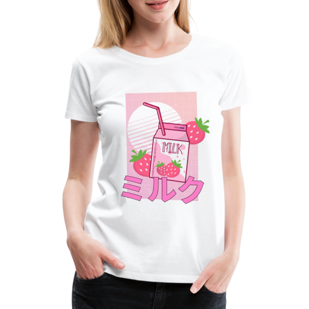 Japanisch Retro Erdbeermilch Strawberry Milk Frauen Premium T-Shirt - Weiß