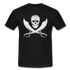 Piraten Flagge Totenkopf Schwert Kreuz T-Shirt - Schwarz