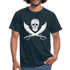 Piraten Flagge Totenkopf Schwert Kreuz T-Shirt - Navy