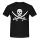 Piraten Flagge Totenkopf Schwert Kreuz T-Shirt - Schwarz