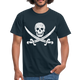 Piraten Flagge Totenkopf Schwert Kreuz T-Shirt - Navy