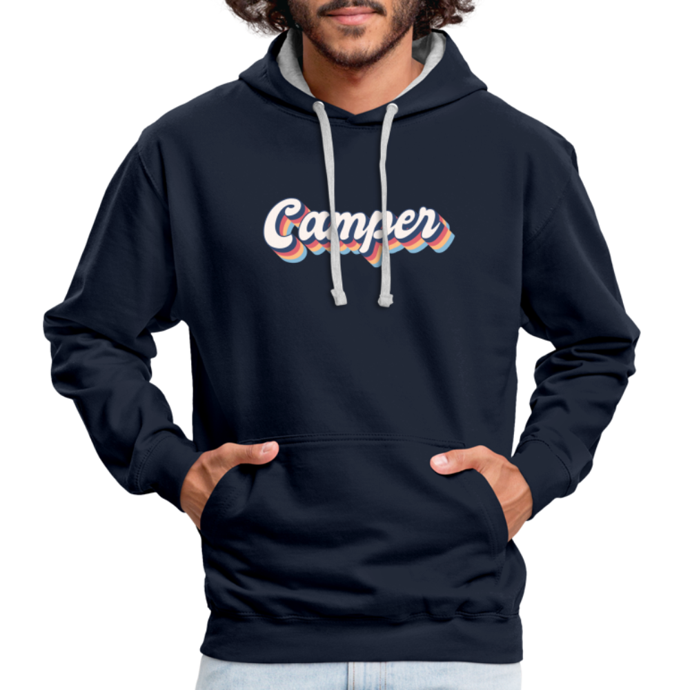 Camping Womo Wohnmobil Retro Style Camper Hoodie - Navy/Grau meliert