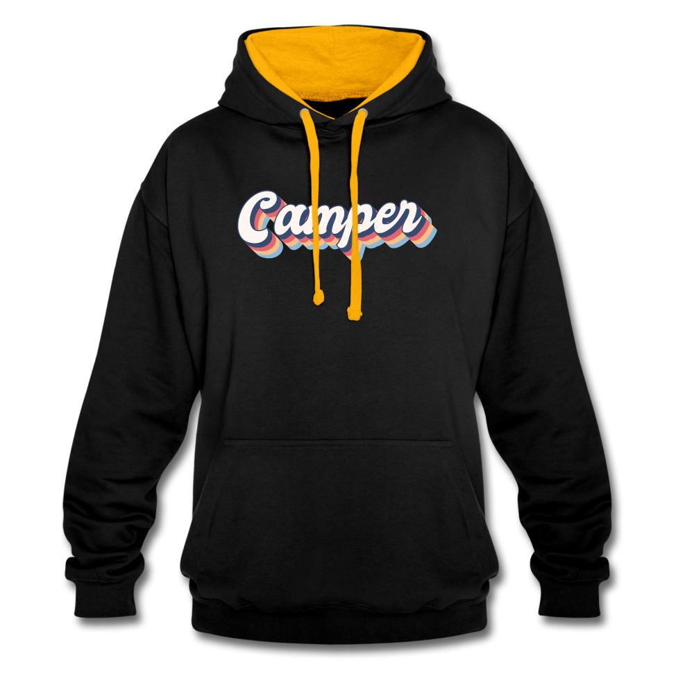 Camping Womo Wohnmobil Retro Style Camper Hoodie - Schwarz/Gold