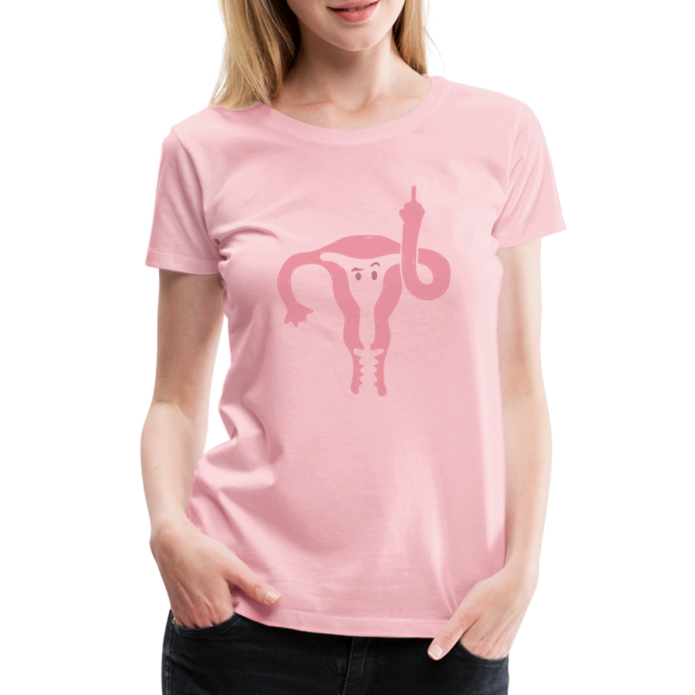 Lustig Eierstock mit Mittelfinger Frauen Premium T-Shirt - Hellrosa