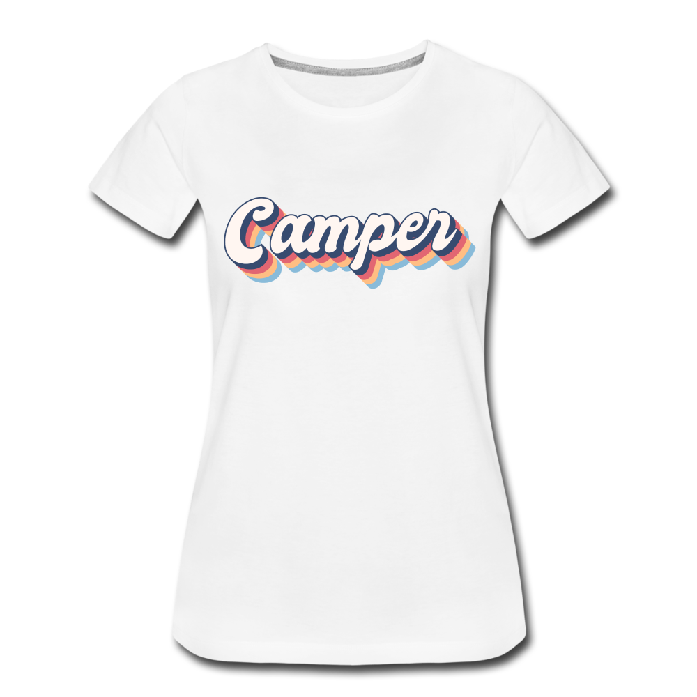Camping Womo Wohnmobil Retro Style Camper Frauen Premium T-Shirt - Weiß