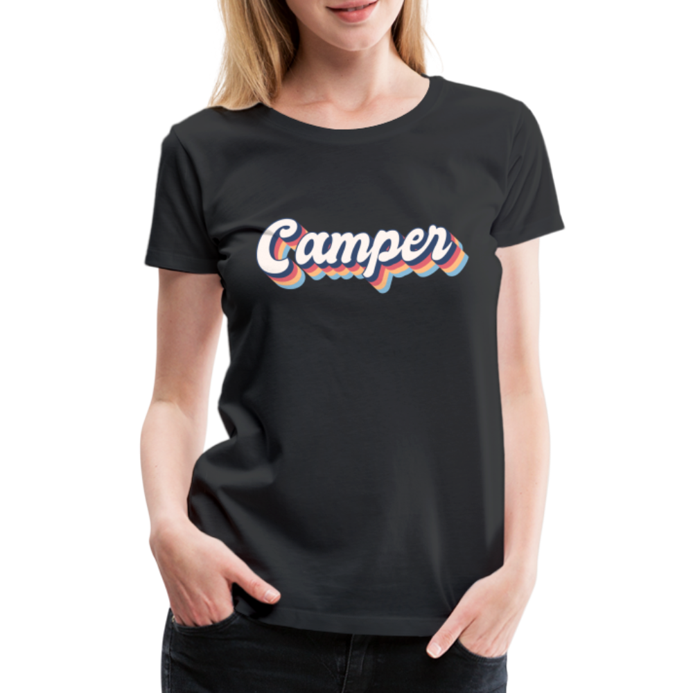Camping Womo Wohnmobil Retro Style Camper Frauen Premium T-Shirt - Schwarz