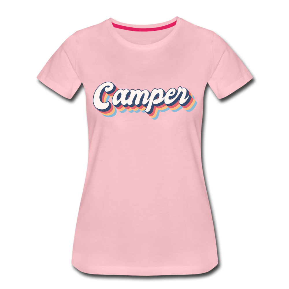 Camping Womo Wohnmobil Retro Style Camper Frauen Premium T-Shirt - Hellrosa
