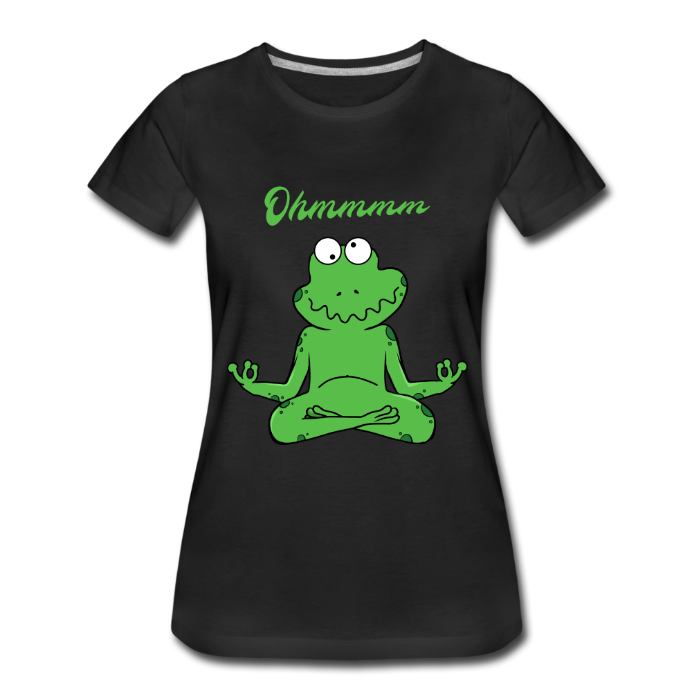 Yoga Frosch Ohmmm Lustiges Frauen Premium T-Shirt - Schwarz