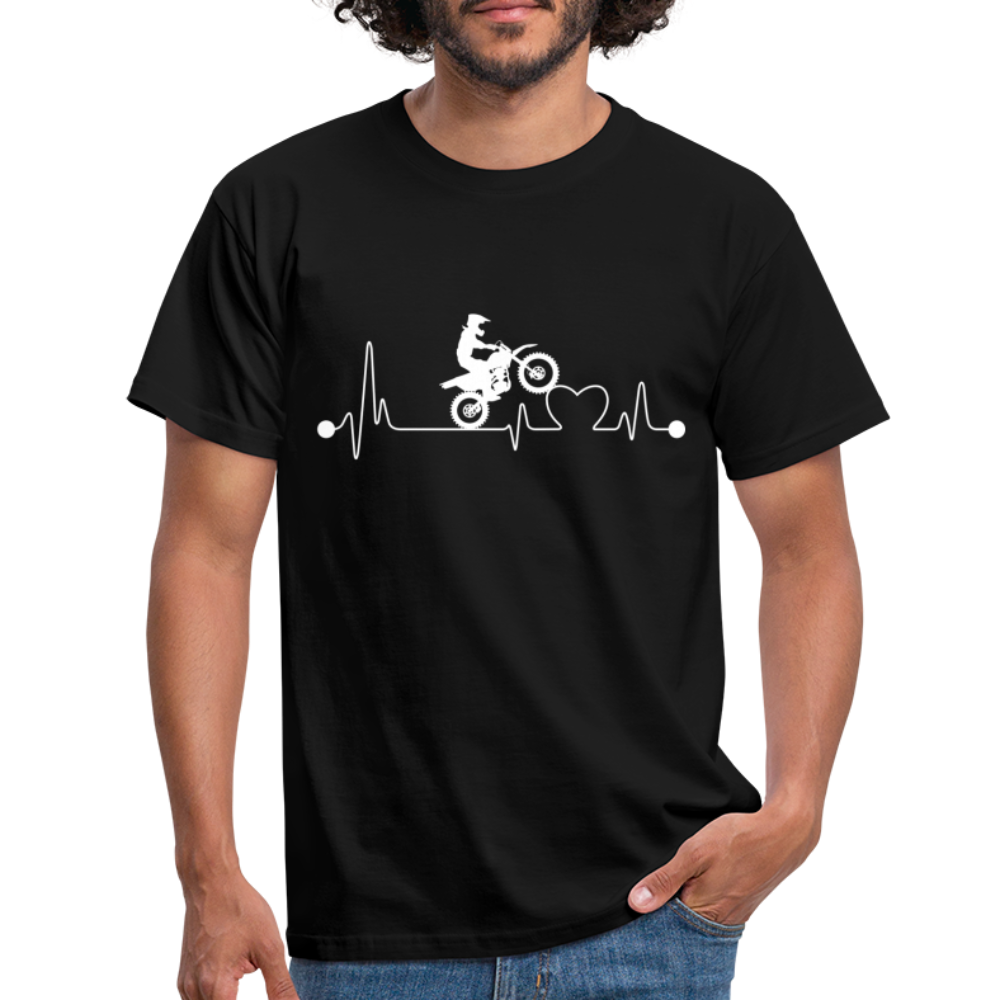 EKG Biker Motorradfahrer Herzschlag Heart Beat T-Shirt - Schwarz