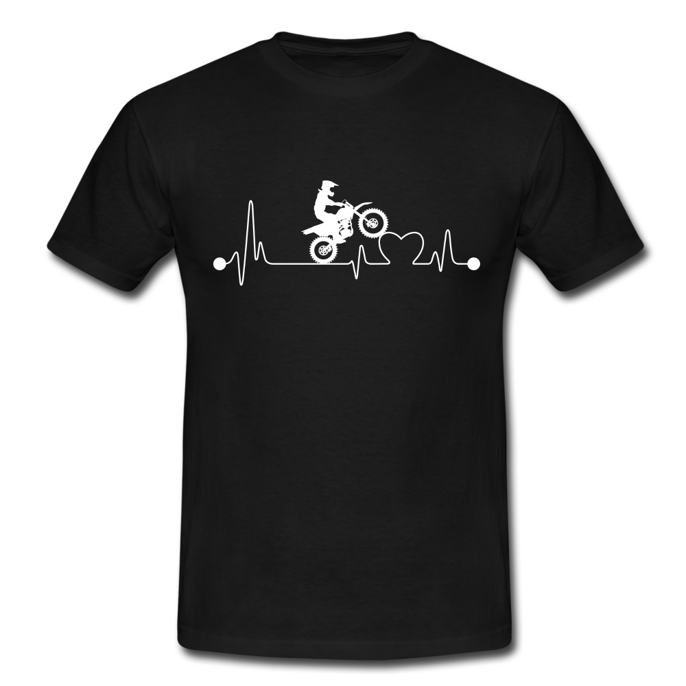 EKG Biker Motorradfahrer Herzschlag Heart Beat T-Shirt - Schwarz