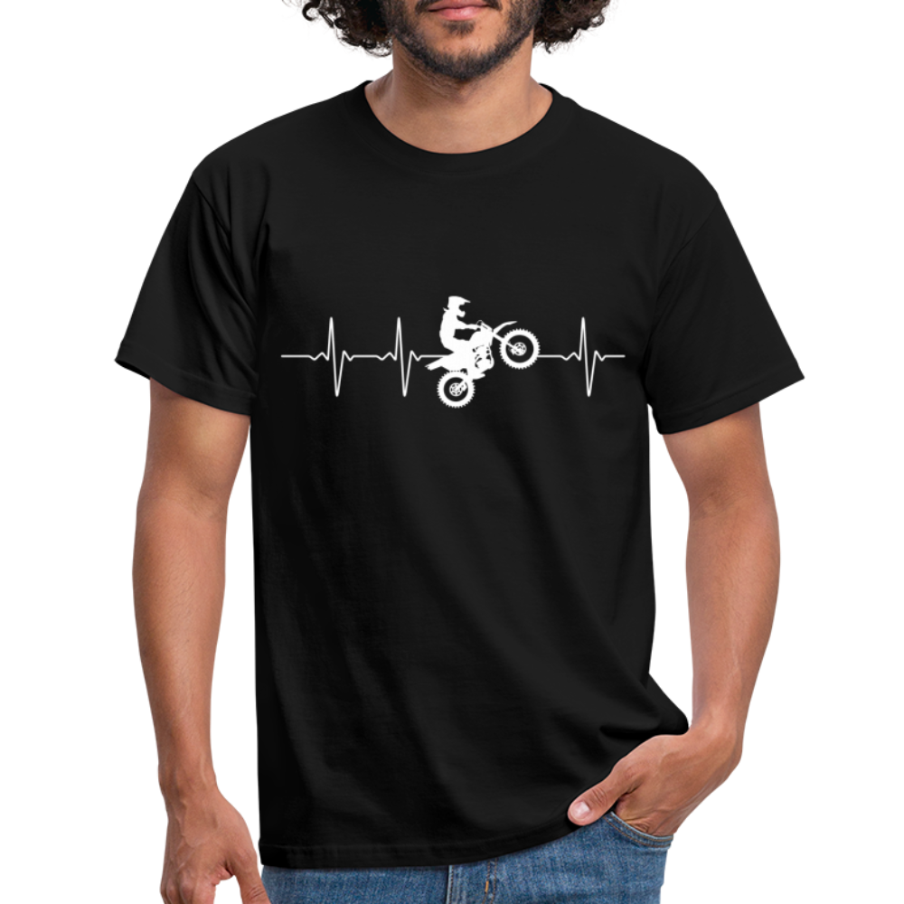 EKG Biker Motorradfahrer Herzschlag Heart Beat T-Shirt - Schwarz