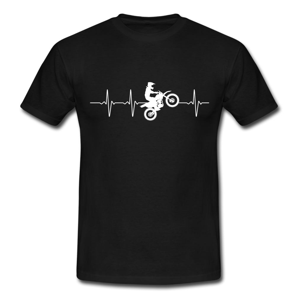 EKG Biker Motorradfahrer Herzschlag Heart Beat T-Shirt - Schwarz