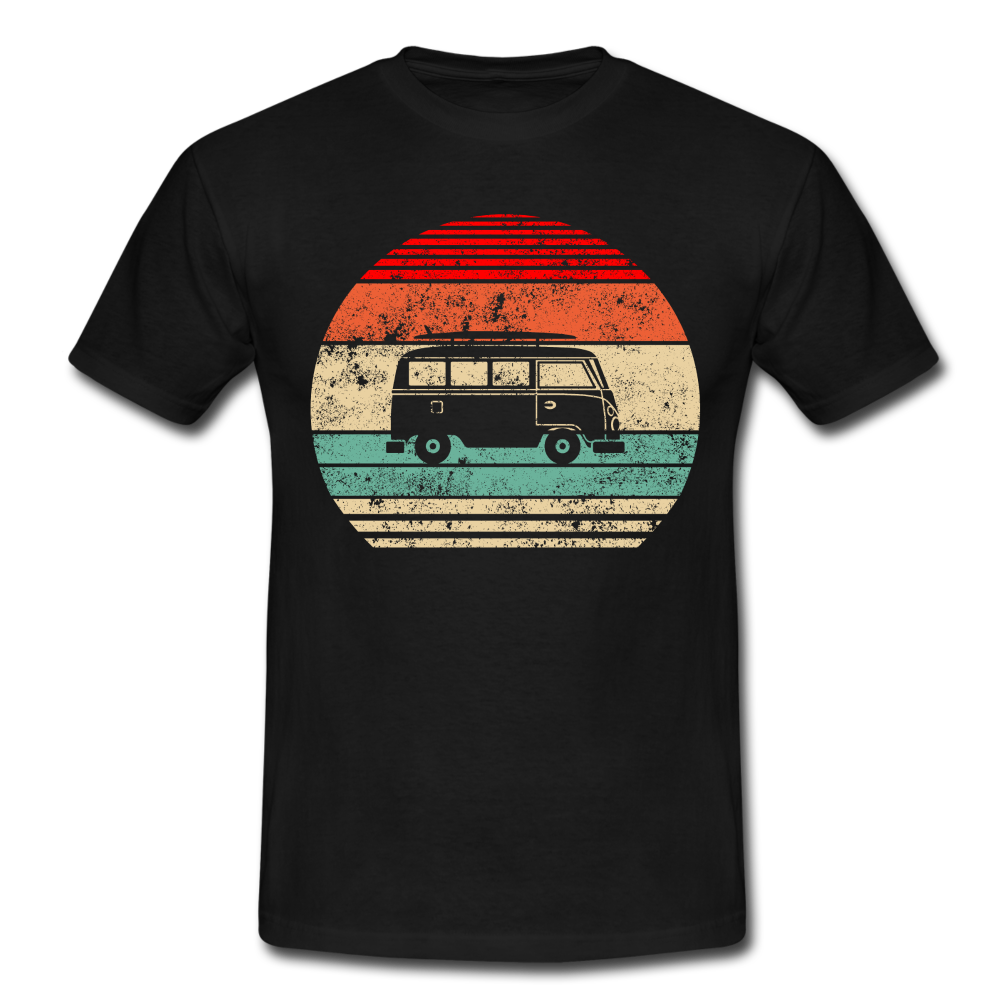 Camping Womo Wohnmobil Retro Style T-Shirt - Schwarz