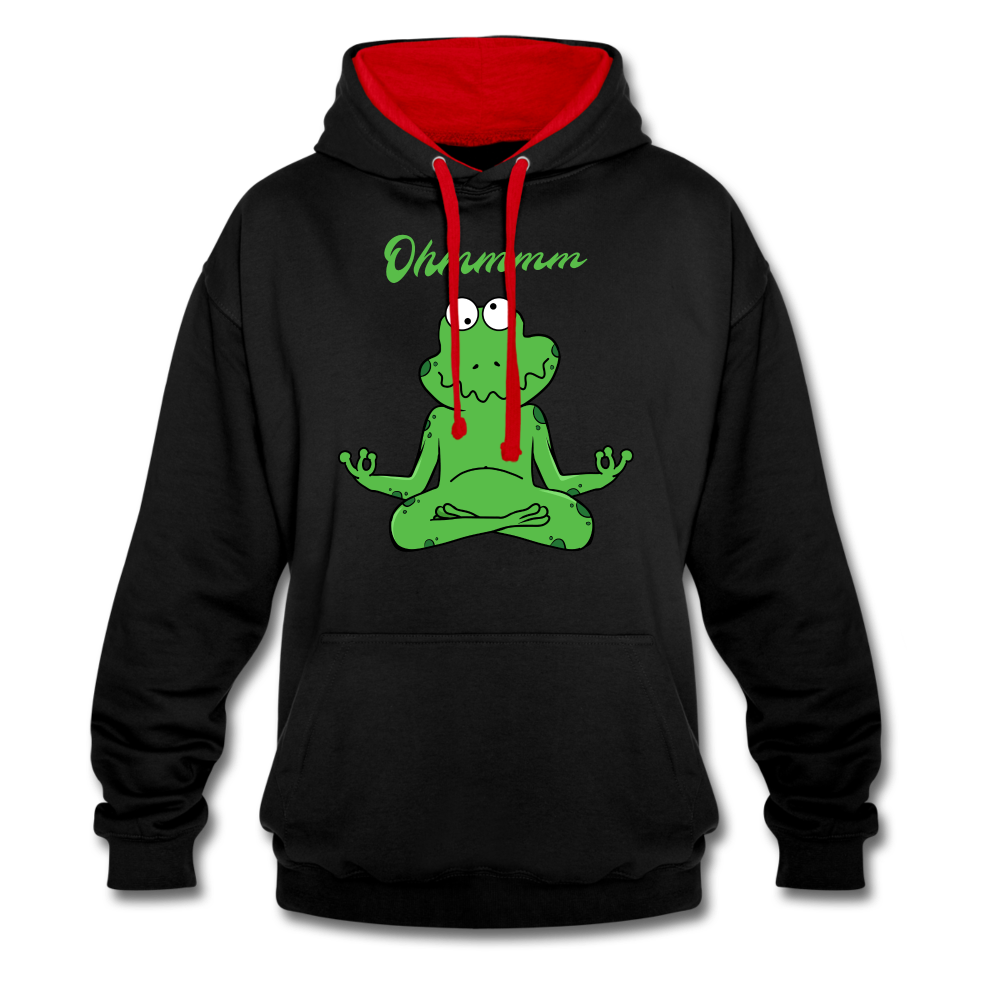 Yoga Frosch Ohmmm Lustiger Hoodie - Schwarz/Rot