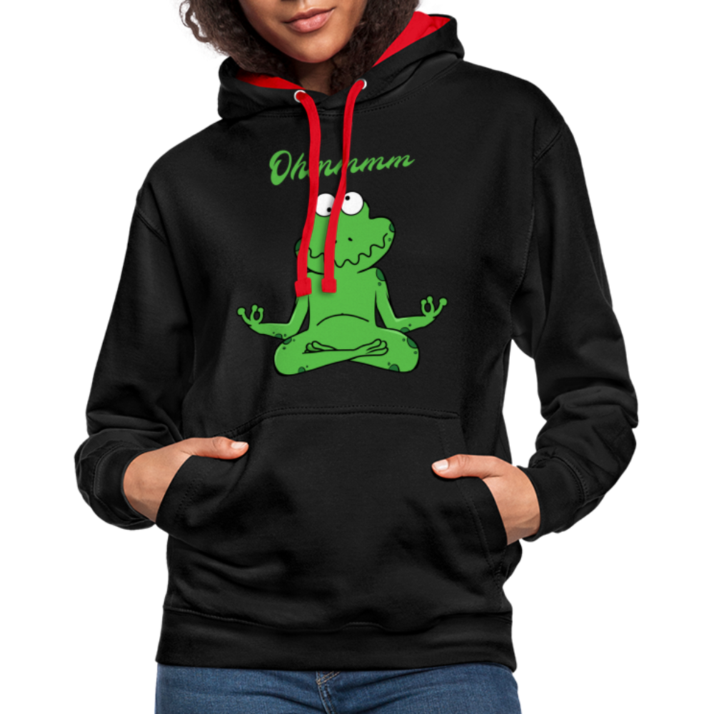 Yoga Frosch Ohmmm Lustiger Hoodie - Schwarz/Rot