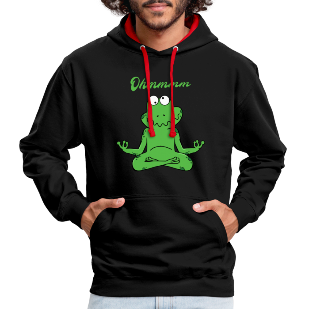 Yoga Frosch Ohmmm Lustiger Hoodie - Schwarz/Rot