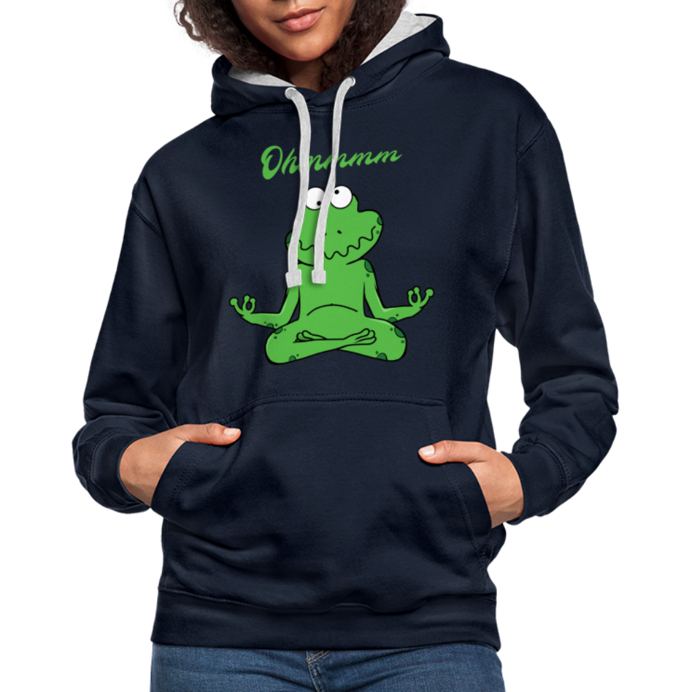 Yoga Frosch Ohmmm Lustiger Hoodie - Navy/Grau meliert