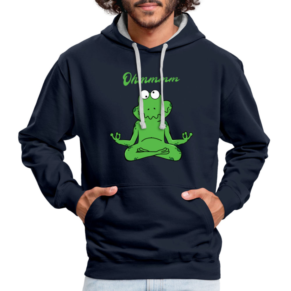 Yoga Frosch Ohmmm Lustiger Hoodie - Navy/Grau meliert