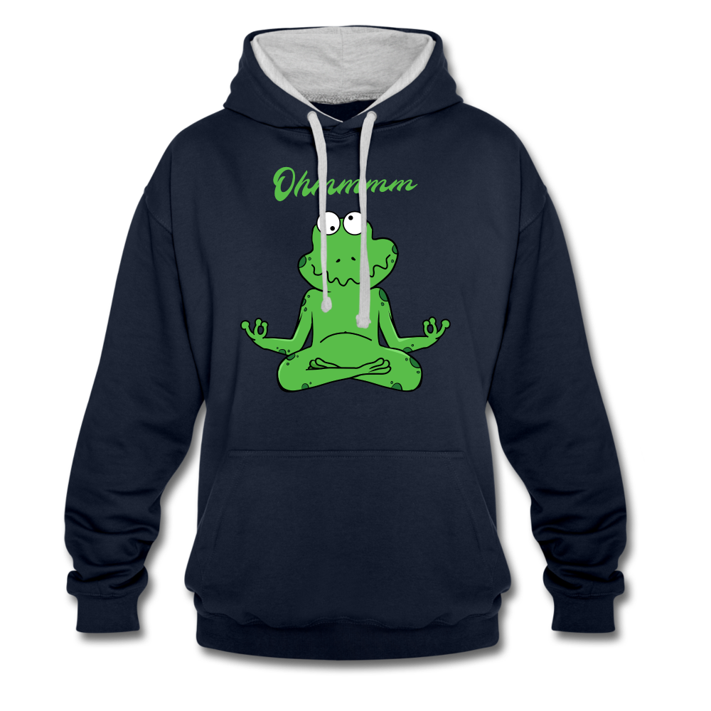 Yoga Frosch Ohmmm Lustiger Hoodie - Navy/Grau meliert