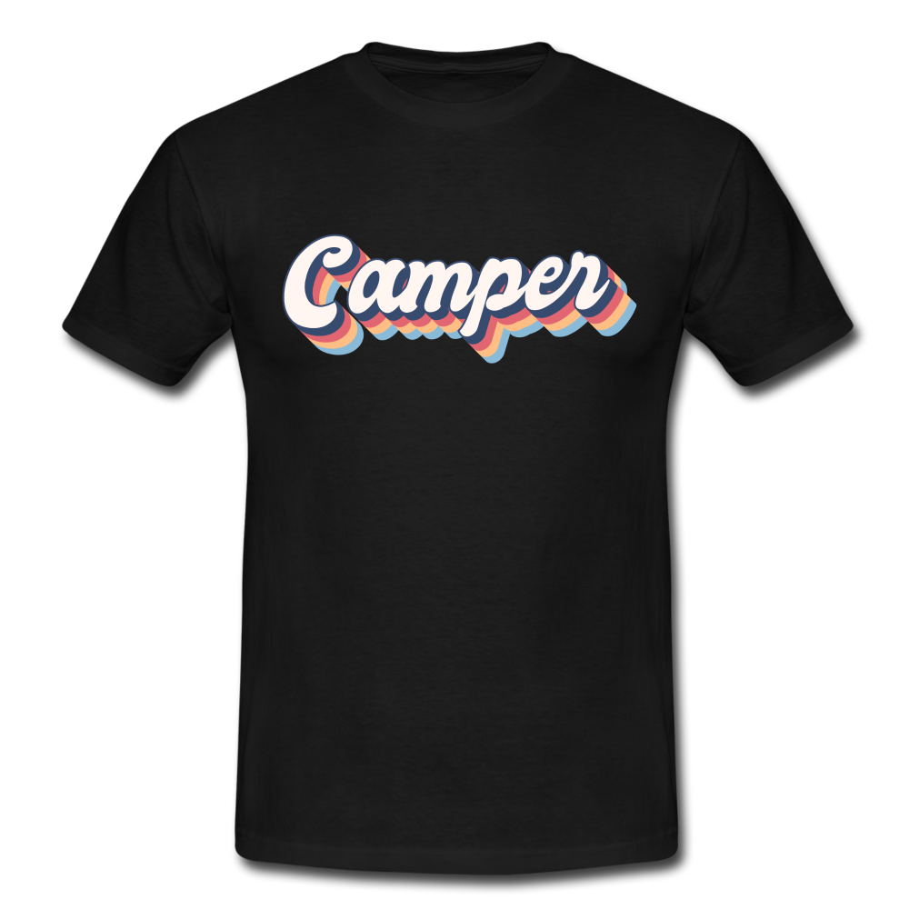 Camping Womo Wohnmobil Retro Style Camper T-Shirt - Schwarz