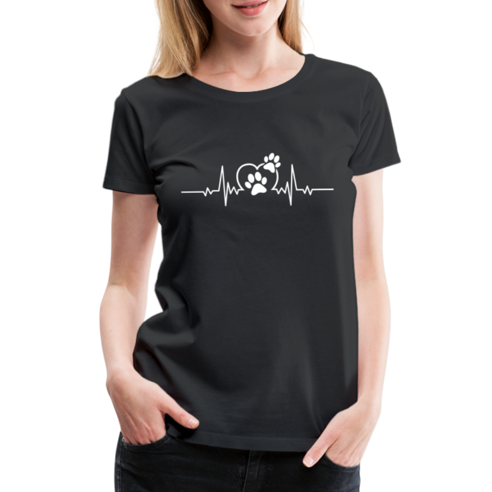 EKG Hundefreunde Hundeliebe Herzschlag Frauen Premium T-Shirt - Schwarz