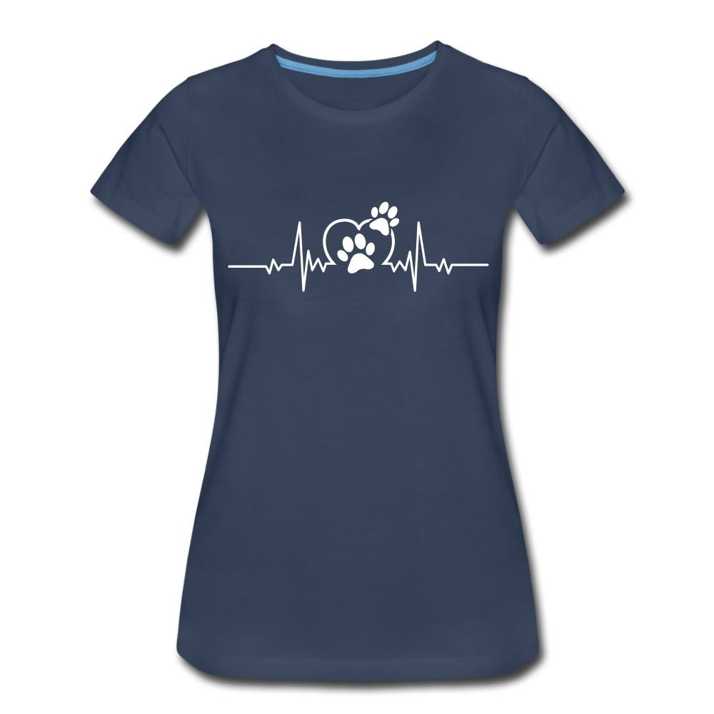 EKG Hundefreunde Hundeliebe Herzschlag Frauen Premium T-Shirt - Navy