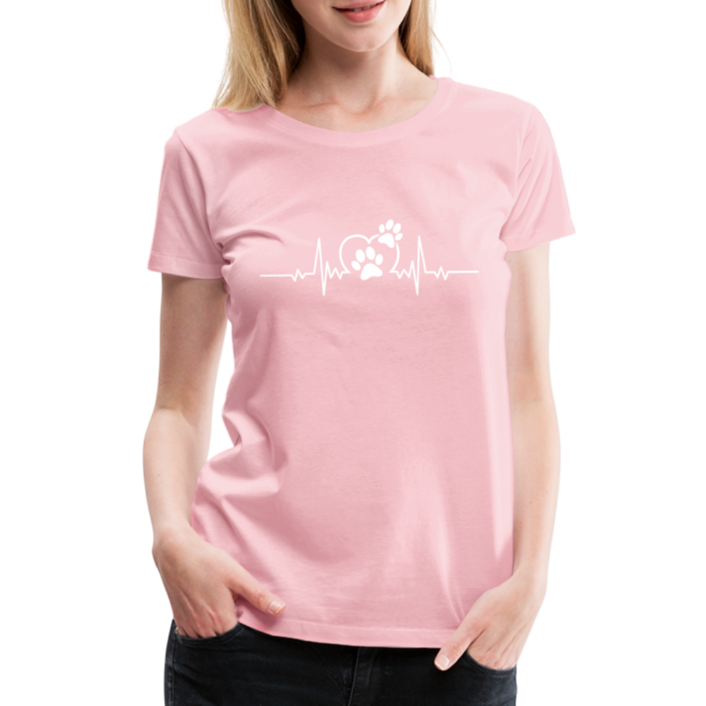 EKG Hundefreunde Hundeliebe Herzschlag Frauen Premium T-Shirt - Hellrosa