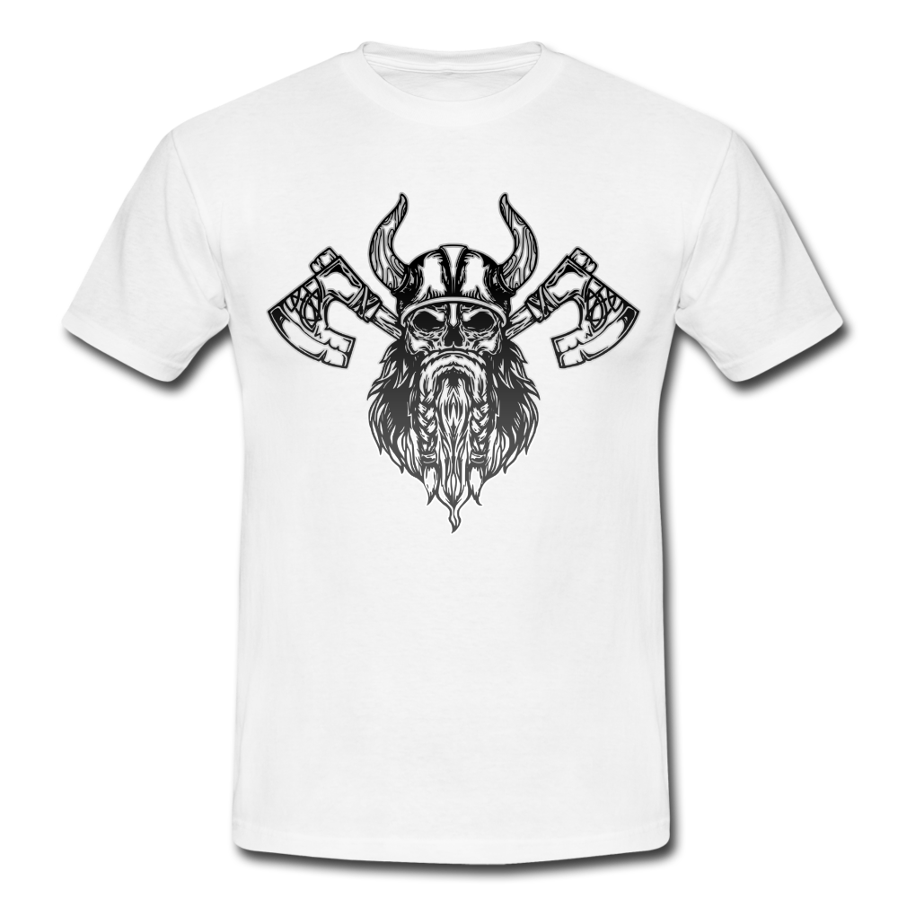 Wikinger Totenkopf Axt Viking T-Shirt - Weiß