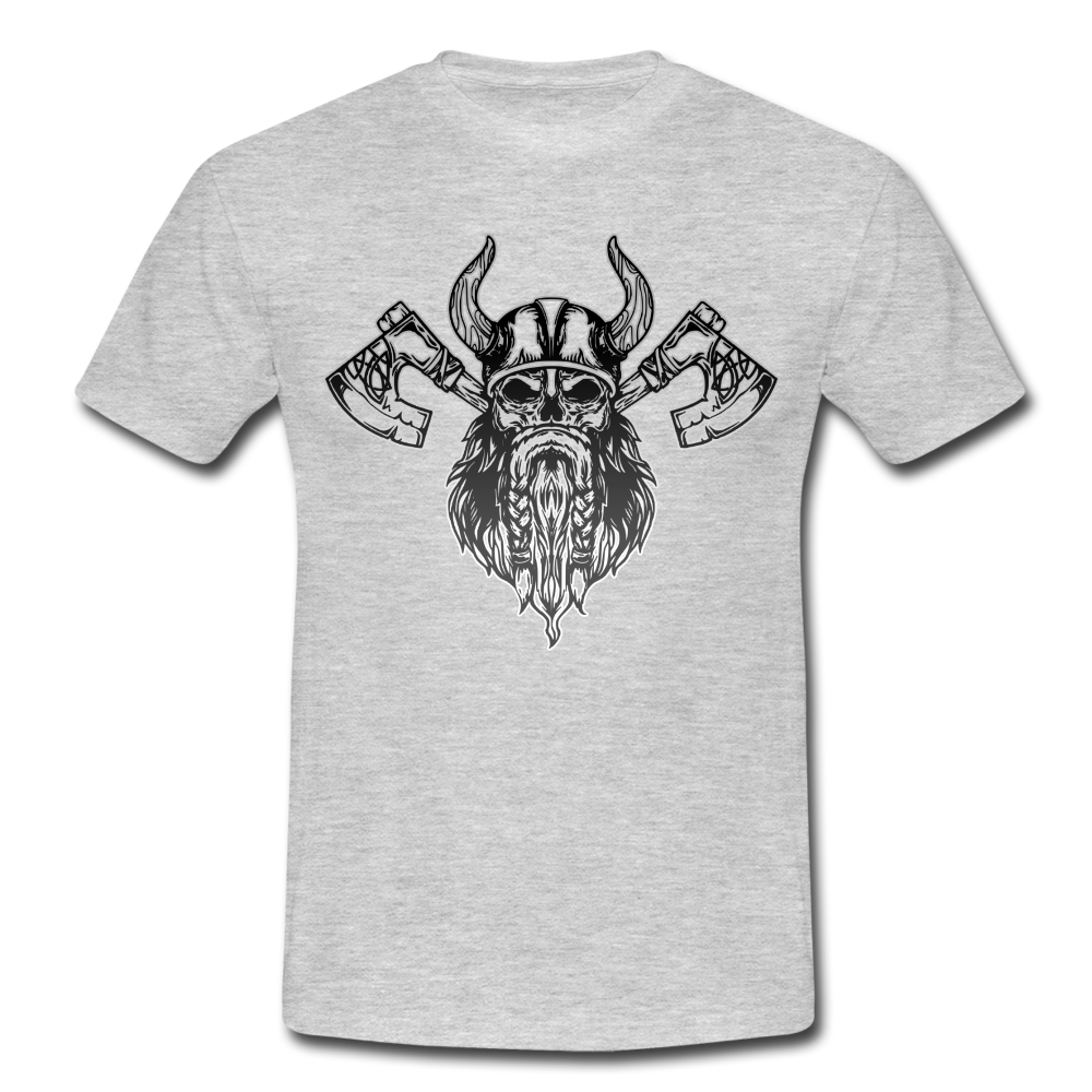 Wikinger Totenkopf Axt Viking T-Shirt - Grau meliert