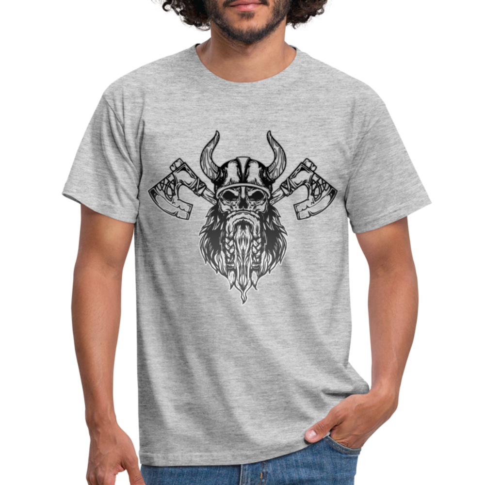 Wikinger Totenkopf Axt Viking T-Shirt - Grau meliert