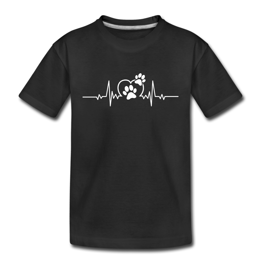 EKG Hundefreunde Hundeliebe Herzschlag Kinder Premium T-Shirt - Schwarz