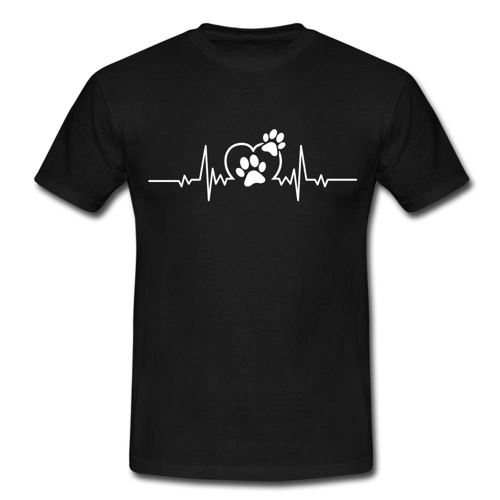 EKG Hundefreunde Hundeliebe Herzschlag T-Shirt - Schwarz