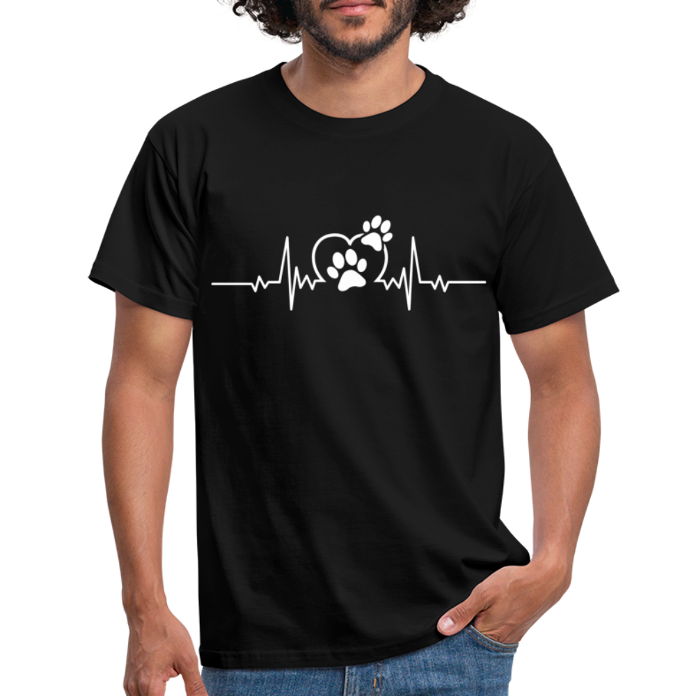 EKG Hundefreunde Hundeliebe Herzschlag T-Shirt - Schwarz