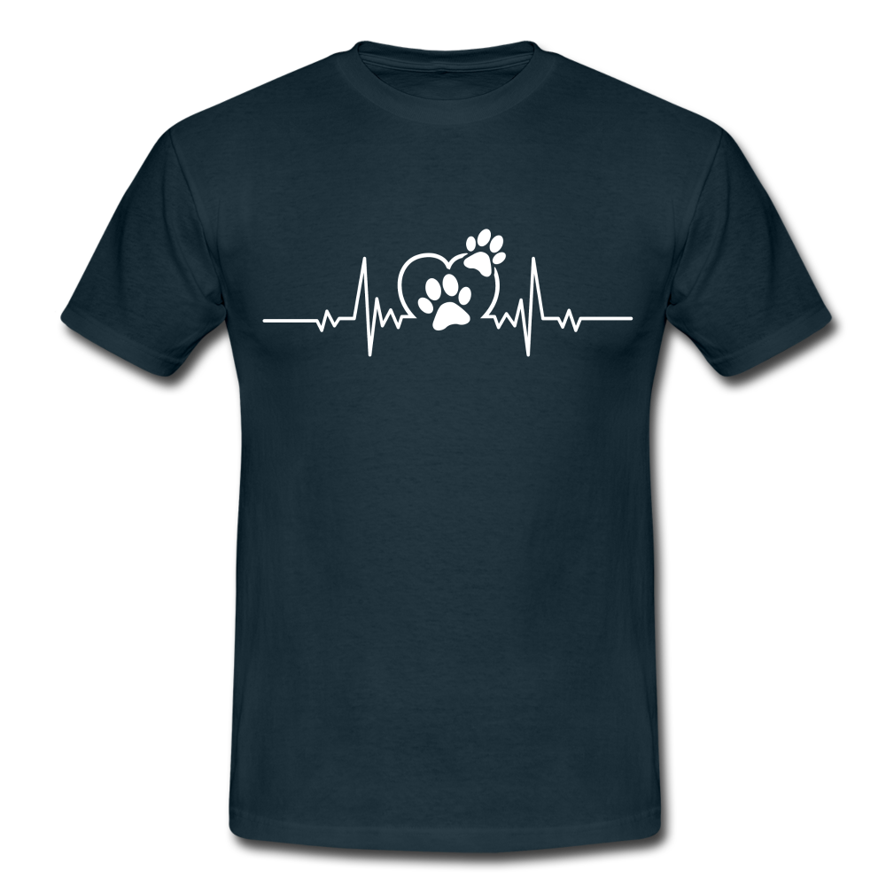 EKG Hundefreunde Hundeliebe Herzschlag T-Shirt - Navy