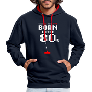 Retro Gaming Gamer Born in the 80's Pixel Video Spiel Hoodie - Navy/Rot