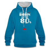 Retro Gaming Gamer Born in the 80's Pixel Video Spiel Hoodie - Pfauenblau/Grau meliert