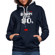 Retro Gaming Gamer Born in the 80's Pixel Video Spiel Hoodie - Navy/Grau meliert