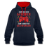 Gamer zum Zocken geboren zur Arbeit gezwungen Gaming Hoodie - Navy/Rot