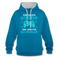 Gamer zum Zocken geboren zur Arbeit gezwungen Gaming Hoodie - Pfauenblau/Grau meliert