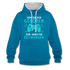 Gamer zum Zocken geboren zur Arbeit gezwungen Gaming Hoodie - Pfauenblau/Grau meliert