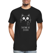Katze Mittelfinger erkenne die Zeichen Männer Premium Bio T-Shirt - Schwarz