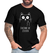 Katze Mittelfinger erkenne die Zeichen Männer Premium Bio T-Shirt - Schwarz