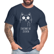 Katze Mittelfinger erkenne die Zeichen Männer Premium Bio T-Shirt - Navy