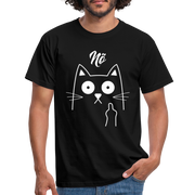 Faule Katze Mittelfinger Nö Lustiges Ironisches T-Shirt - Schwarz