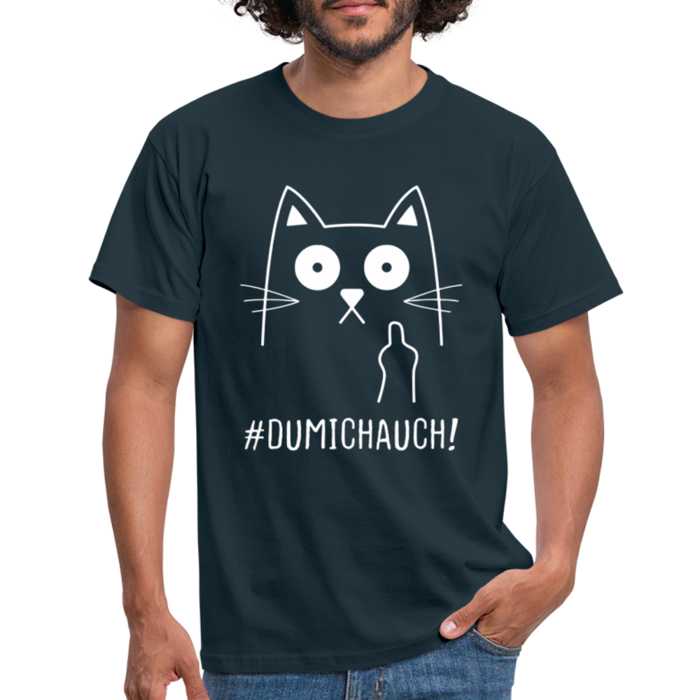 Katze Mittelfinger Du mich auch Lustiges Ironisches T-Shirt - Navy