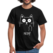 Faule Katze Mittelfinger NEIN Lustiges Ironisches T-Shirt - Schwarz