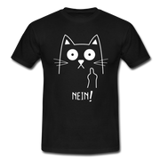 Faule Katze Mittelfinger NEIN Lustiges Ironisches T-Shirt - Schwarz