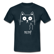 Faule Katze Mittelfinger NEIN Lustiges Ironisches T-Shirt - Navy